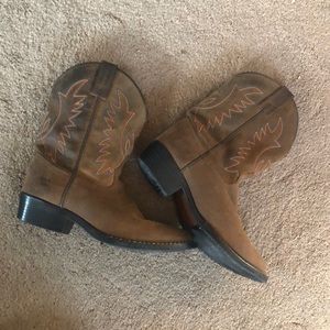 TONY LAMA Youth Brown Leather Cowboy Boots Sz 3